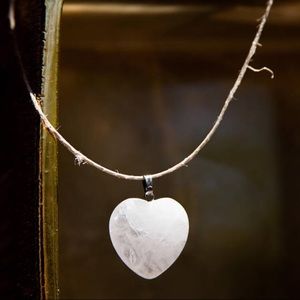 Rose Quartz Heart Crystal Stone Pink Pendent